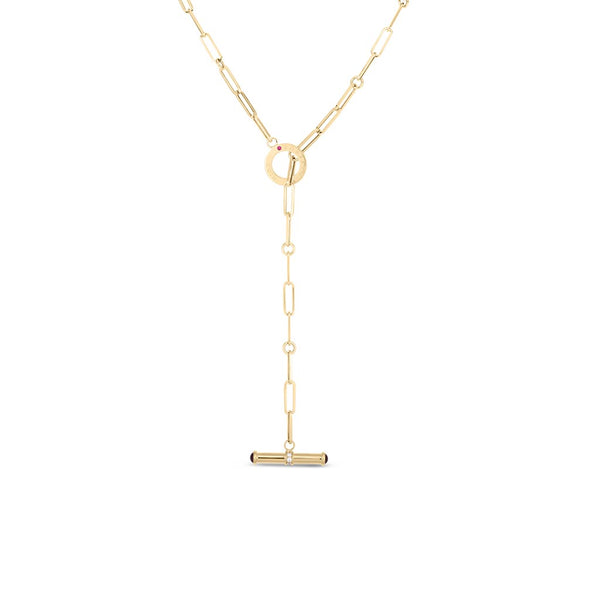 Designer Paperclip Chain Diamond Accent Toggle Closure Necklace - 1